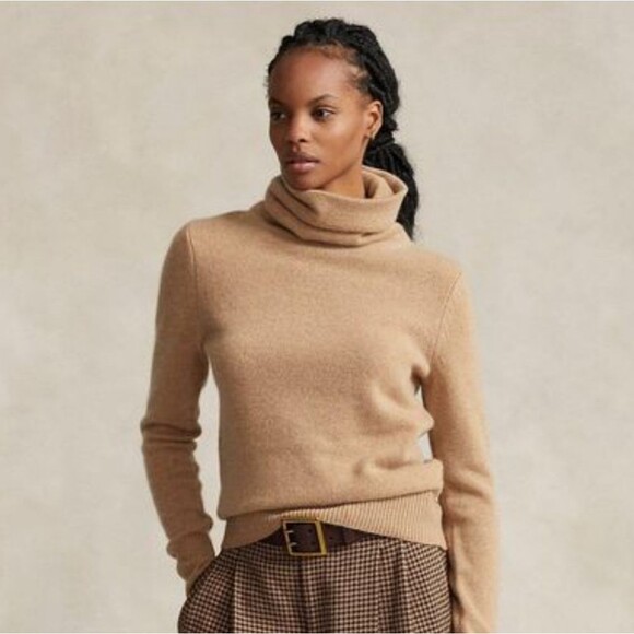 Polo Ralph Lauren Sweaters - Polo Ralph Lauren Cashmere Turtleneck Sweater Camel Tan Size L Black Label